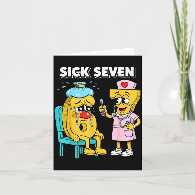 Sick Seven Meme Six Seven Sick 7 Funny Nurse Women Kort (Framsida)