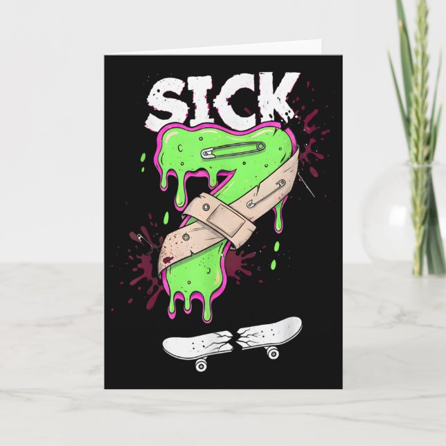 Sick Seven Meme T-shirt Roligt Ordspel Drip  Kort (Framsida)