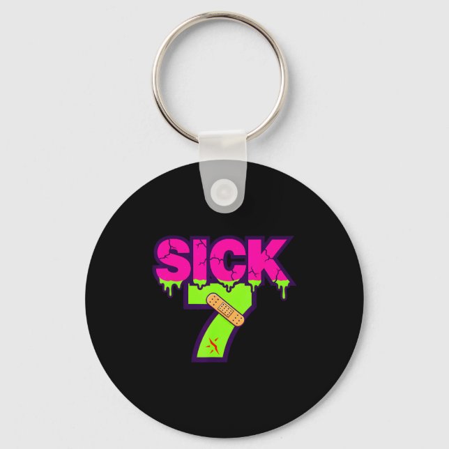 Sick Seven Meme Tee Six Seven Fun Wordplay Drip  Nyckelring (Framsida)