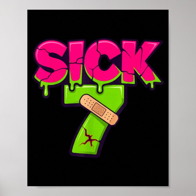 Sick Seven Meme Tee Six Seven Fun Wordplay Drip  Poster (Framsidan)