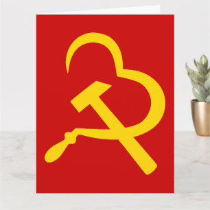 Sickel och hammer, hjärta, Kärlek, kommunism Kort
