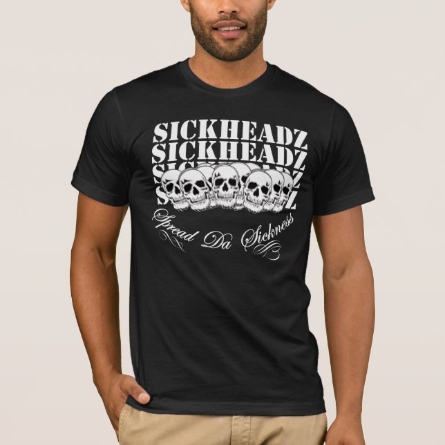 Sickheadz mörk dräktskalle T T-shirt (Framsida)