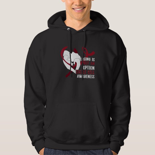 Sickle Cell Anemia Awareness   Burgundy Ribbon Hoodie (Framsida)