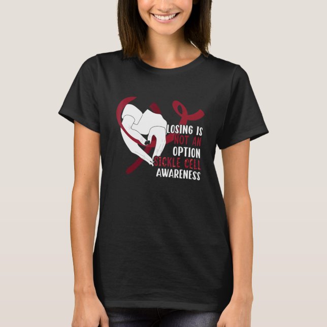 Sickle Cell Anemia Awareness   Burgundy Ribbon T Shirt (Framsida)