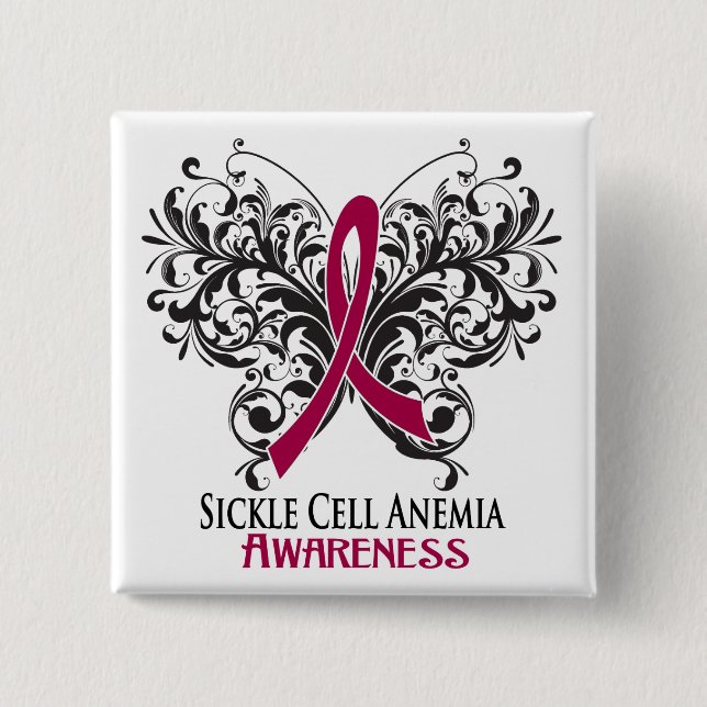 Sickle Cell Anemia Awareness Butterfly Knapp (Framsida)