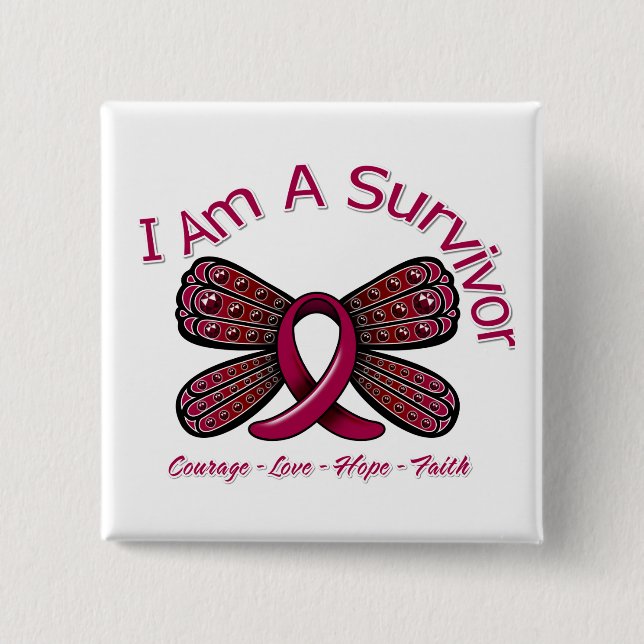 Sickle Cell Anemia Butterfly Jag är en överlevande Knapp (Framsida)