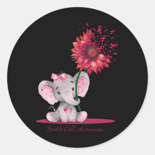 Sickle Cell Awareness Cute Elephant Solros Burg Runt Klistermärke