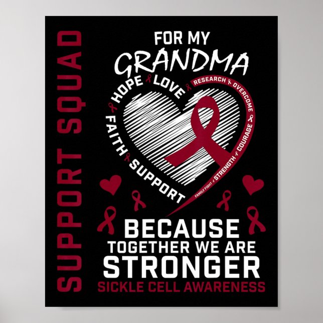Sickle Cell Awareness Shirt Grandma Support Group Poster (Framsidan)