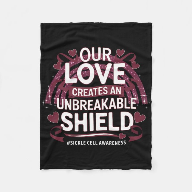 Sickle Cell Awareness Unbryable Shield Burgundy Fleecefilt (Framsidan)
