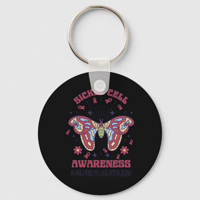 Sickle Cell Awareness Warrior Butterfly Be Kinart Nyckelring (Framsida)