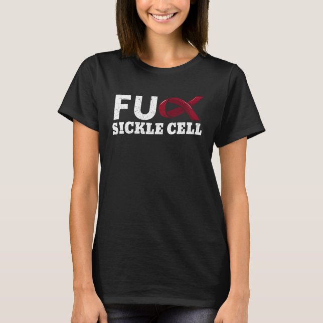 Sickle Cell Disease Burgundy Ribbon Blood Disorder T Shirt (Framsida)