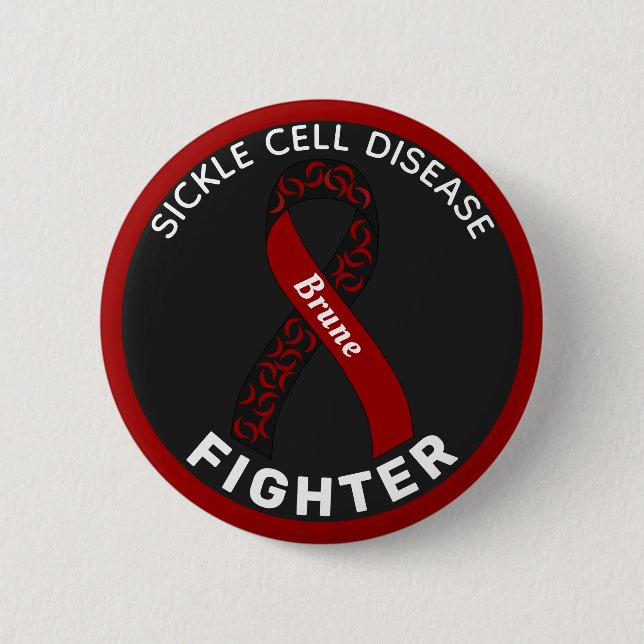 Sickle Cell Disease Fighter Ribbon Black Button Knapp (Framsida)
