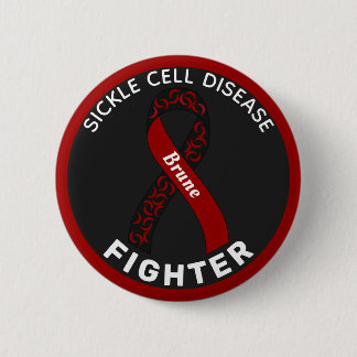 Sickle Cell Disease Fighter Ribbon Black Button Knapp