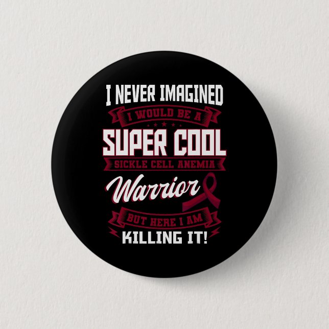 Sickle Cell Disease Warrior Burgundy Awareness Rib Knapp (Framsida)