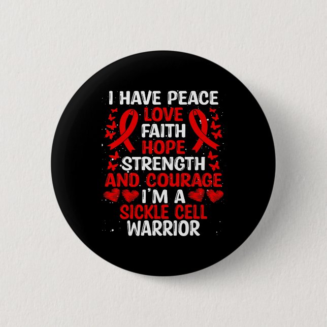 Sickle Cell Disease Warrior Peace Hope Kärlek Awar Knapp (Framsida)