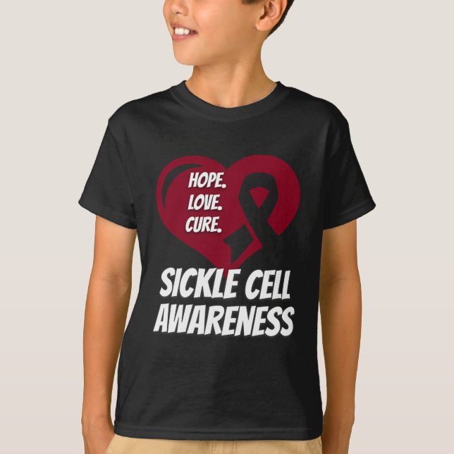 Sickle Cell Hope Kärlek Cure Awareness T Shirt (Framsida)