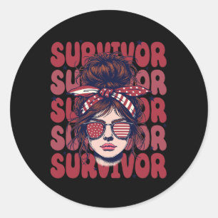 Sickle Cell Survivor Woman with Burgundy Bandana R Runt Klistermärke
