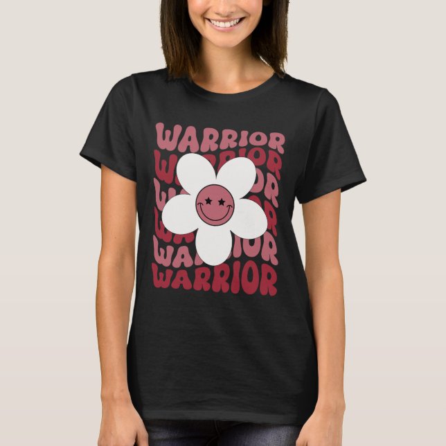 Sickle Cell Warrior Groovy Smiling Flower Burgundy T Shirt (Framsida)
