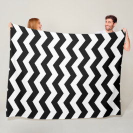 Sicksack Chevron Svart Och Vit Fleecefilt