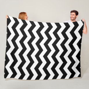 Sicksack Chevron Svart Och Vit Fleecefilt