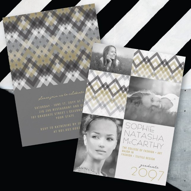 Sicksack-kontroll Mønster 3 Foto Examenfest Inbjudningar (Skapare uppladdad)