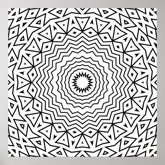 Sicksackad ringmandala med trekantigt mönsterdetal poster (Framsidan)