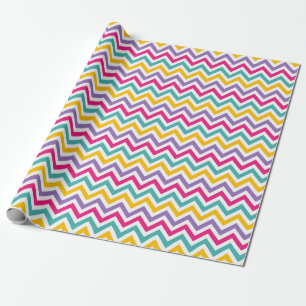 Sicksackmönster med teal och lila rand presentpapper