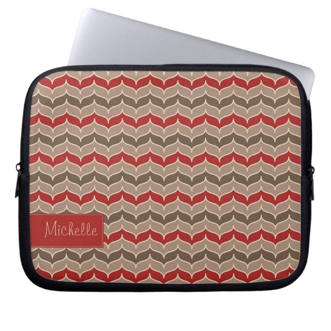 Sicksackmönsterlaptop sleeve med ditt namn (Framsidan)