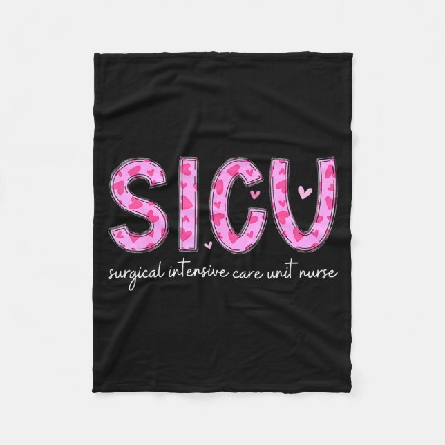 Sicu Nurse Heart Valentines Day Surgical Intensive Fleecefilt (Framsidan)