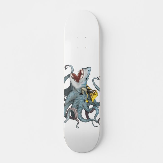 Sid som rider det Sharktopus skateboarddäcket Old School Skateboard Bräda 18 Cm (Framsida)