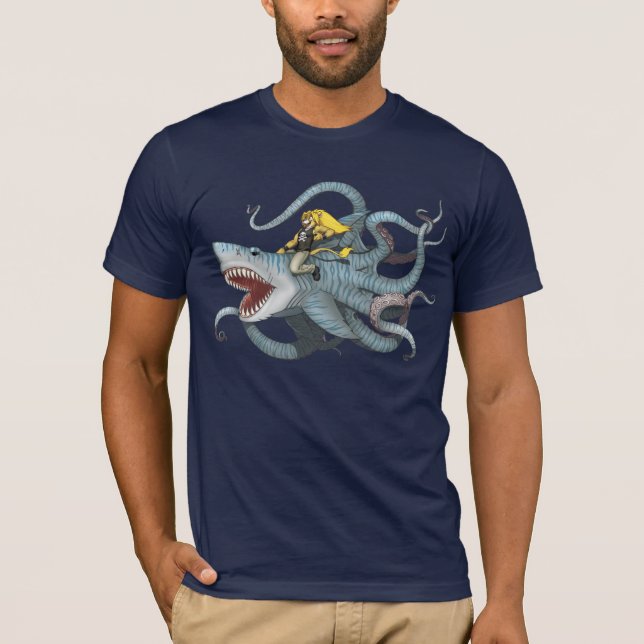 Sid som rider Sharktopus Tee Shirt (Framsida)