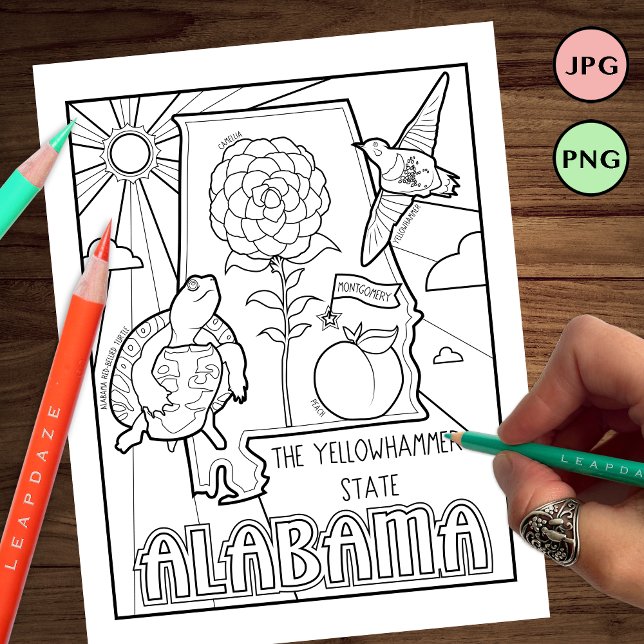 sida för alabama-tillståndsform och faktafärgning flygblad (Skapare uppladdad)
