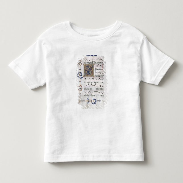 Sida för Ms 564 f.13v med historiated initialt "S" Tee (Framsida)
