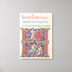 Sida från den Winchester bibeln, c.1150-80 Canvastryck