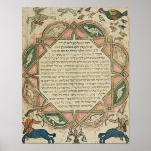 Sida från en hebreisk bibel som skildrar poster