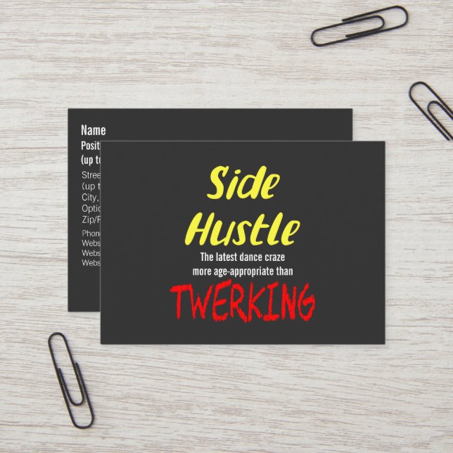 Sida Hustle mot Twerking Neon Gult Text Visitkort (Fram/Back In Situ)