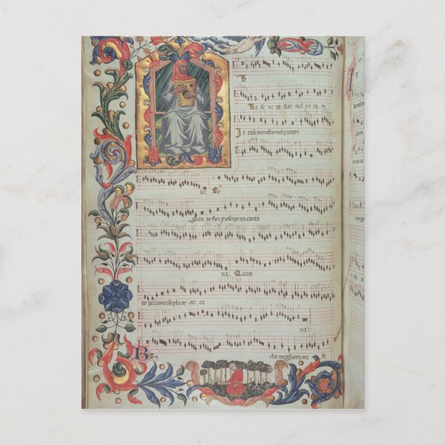 Sida med musikalisk notation med historik vykort (Framsida)