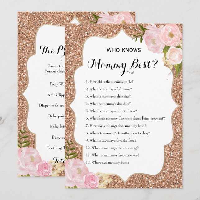 Sida vid dubbla - 2 x babyspel inbjudningar (Fram/baksida)