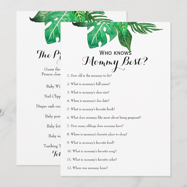 Sida vid dubbla - 2 x babyspel inbjudningar (Fram/baksida)