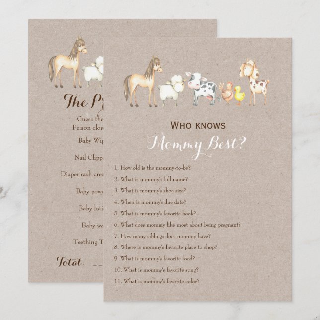 Sida vid dubbla - 2 x babyspel inbjudningar (Fram/baksida)