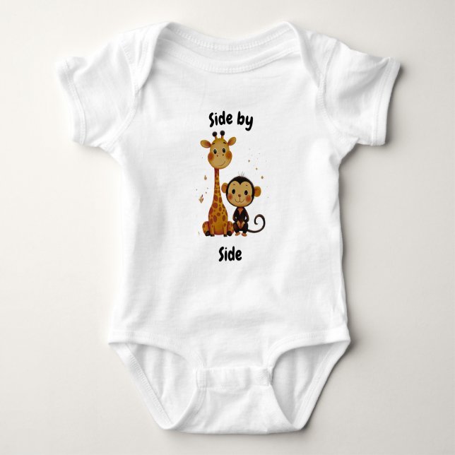 Sida vid sida med Giraffe och apa - Cute Friends T Shirt (Framsida)