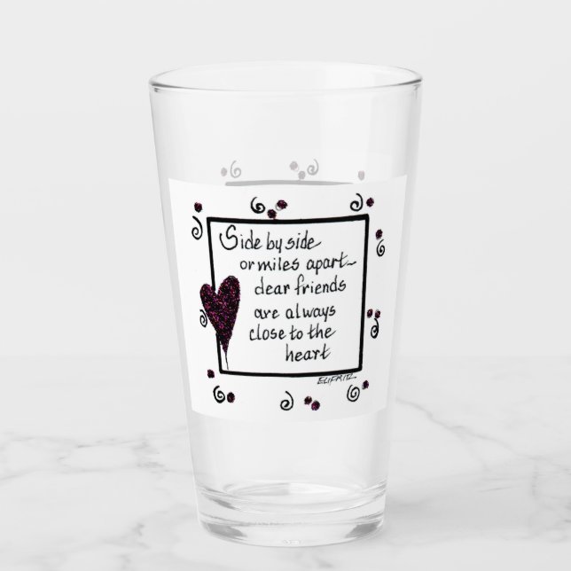 Sida vid sida, vi är Vänner dikt, skisser svart Glaskopp (Framsida)