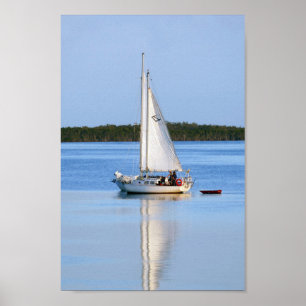 Sida vid sida vid sida med segelbåtar poster