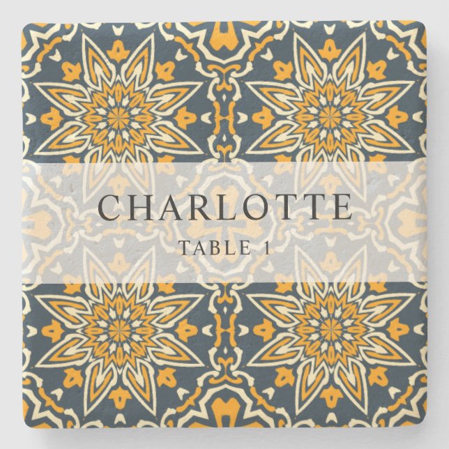 Sida vid spansk Mönster färgat Bröllop-monteringsk Stenunderlägg (Framsidan)