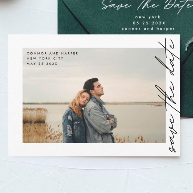 Sida Ways QR-kod - endast Elegant Text Foto Gräns Spara Datumet (Skapare uppladdad)