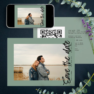 Sida Ways QR-kod Photo Sage Grönt White Spara Datumet