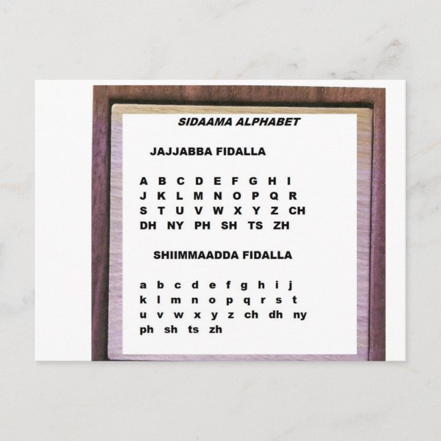 Sidaama alfabet vykort (Framsida)