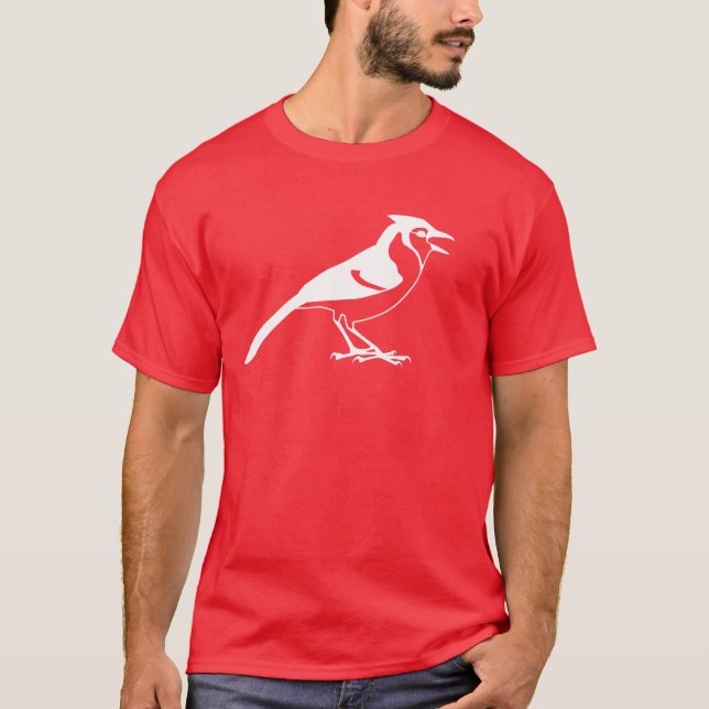 Sidan beskådar av en Silhouette för den blåttJay T-shirt (Framsida)