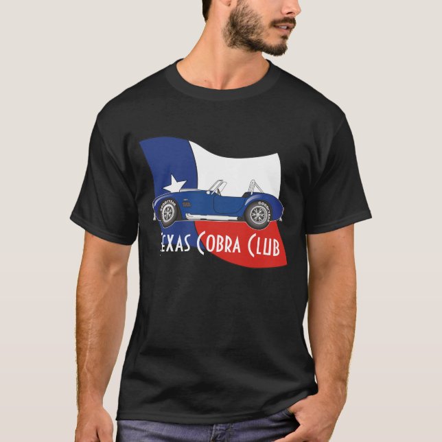 Sidan beskådar, den Texas kobraklubben med flagga T Shirt (Framsida)