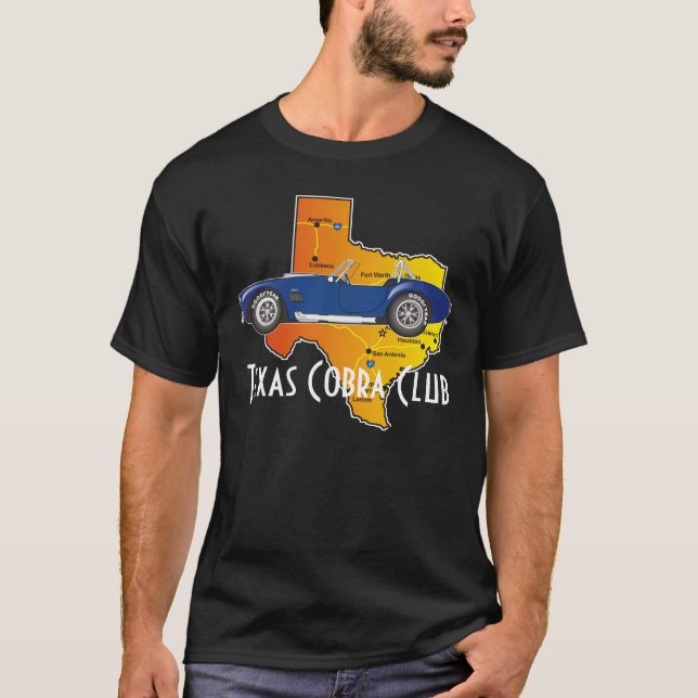 Sidan beskådar, den Texas kobraklubben med T Shirt (Framsida)